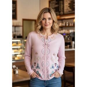 STORYBOOK KNITS Womens Pink Garden Floral Grandma Cottage Cotton & Ramie NWT